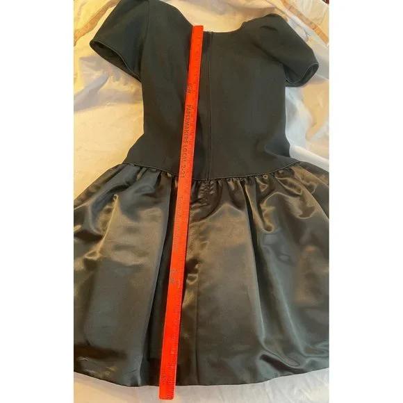 Morton Myles Gorgeous Black Vintage Dress Bows Rhinestones Size 10 Short Sleeve - Picture 10 of 14